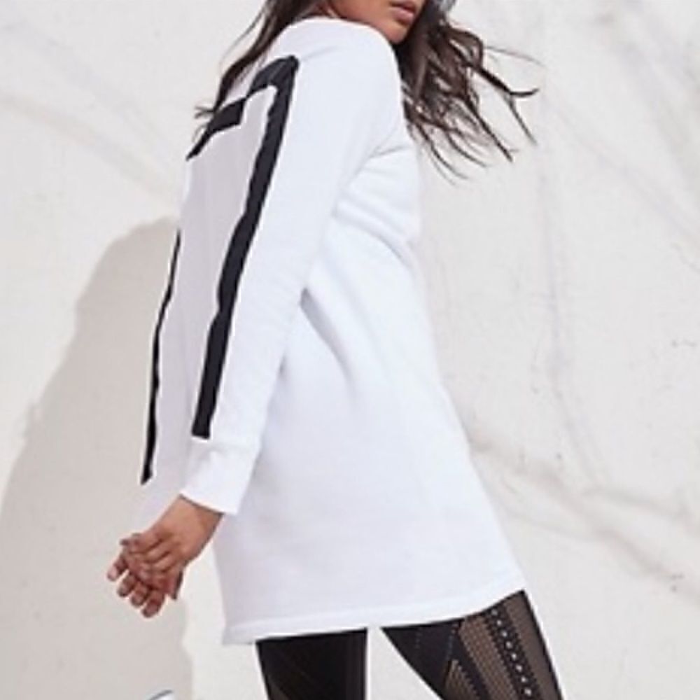 NEW ATHLETA White Striped Oversized Sweatshirt